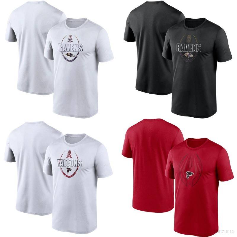 เสื้อยืดคอกลม แขนสั้น พิมพ์ลาย NFL Baltimore Ravens Atlanta Falcons Fan ทรงหลวม เหมาะกับการเล่นกีฬา 