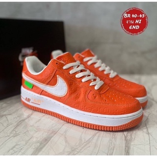 รองเท้า Louis Vuitton Nike Air Force 1 Low By Virgil Abloh orange 🌵🌈🔥 สินค้าพร้อมกล่อง รองเท้าสีส้ม