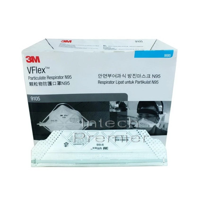 3M (x50 ชิ้้น) 9105 Vflex N95 หน้ากากป้องกันฝุ่นละอองมาตรฐาน PM2.5