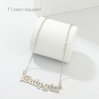 flowersqueen จี้สร้อยคอสแตนเลส monogram สําหรับเด็กผู้หญิง