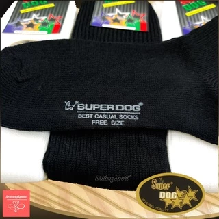 ถุงเท้ายาวเหนือเข่า Superdog สีดำและสีขาว ถุงเท้าฟุตบอล ถุงเท้าชุดไทย