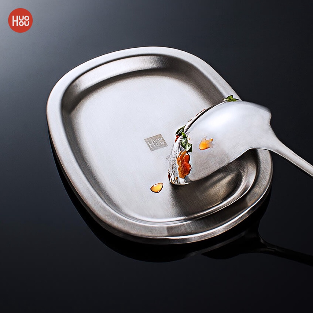 Huohou ถาดรองช้อนสแตนเลสฉนวนกันความร้อน