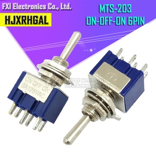 สวิตช์เปิดปิด ขนาดเล็ก MTS-203 DPDT 6A 125V AC 6-Pin 31*13*12 มม. สําหรับสวิตช์ไฟมอเตอร์ 10 ชิ้น