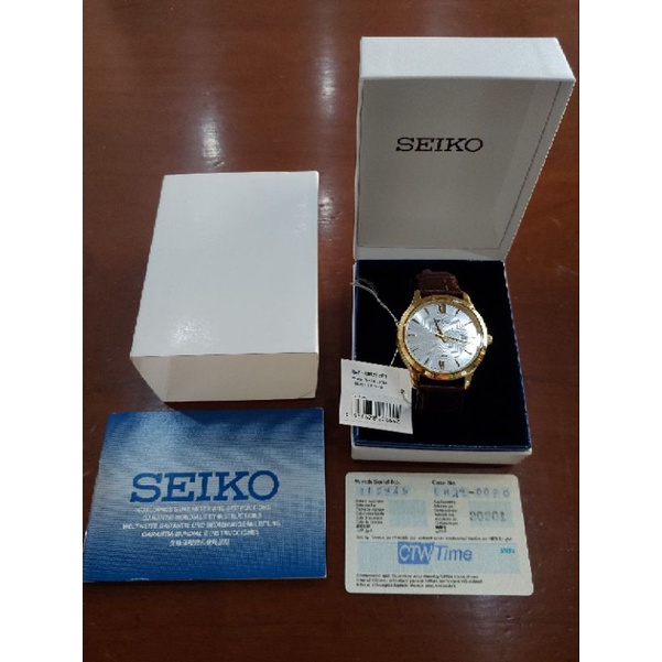 นาฬิกา Seiko Neo Classic รุ่น SUR298P1 เรือนทอง สายหนังแท้ ของแท้ มือสอง  สภาพใหม่มาก