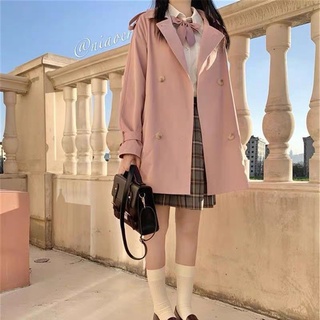 High school coat 🧥💕 สไตล์เกาหลี สีดำ/ชมพู/ครีม