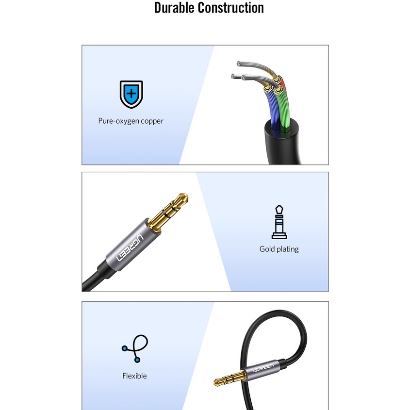 UGREEN สายเคเบิลเสียงตัวผู้ เป็นตัวเมีย Aux ไม่มีไมโครโฟน แจ็ค ขนาด 3.5 มม. - รูปที่ 5