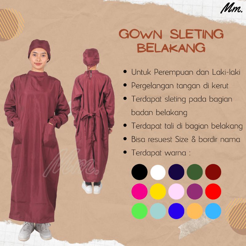 APD GOWN / BACK ZIPPER GOWN (ฟรีหมวก)