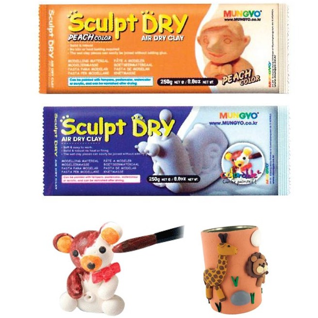ดินปั้น Mungyo Sculpt Dry สีขาว/สีพีช (สีเนื้อ) [จำนวน 1 ก้อน] ดินปั้นธรรมชาติ ดินปั้นญี่ปุ่น ดินเบา Air Dry Clay