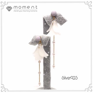 Moment ต่างหู B0013-W ก้านเงินแท้ 92.5% Nickle Free