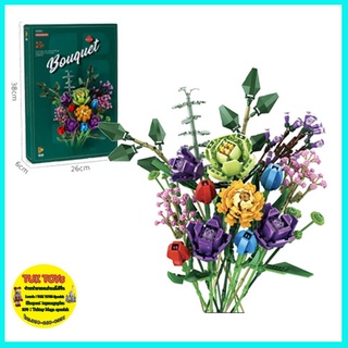 mega toys ตัวต่อจีน ช่อดอกไม้ Bouquet ดอกไม้ จัดใส่โถ่แจกันได้  NO.655001  999PCS