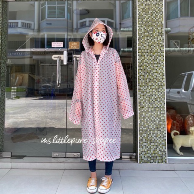 🇹🇭 พร้อมส่ง 🌧 Polka Rain เสื้อกันฝนไวนิล เนื้อนิ่ม น้ำหนักเบา ทนทาน วัสดุป้องกันไฟฟ้าสถิตย์ เสื้อกันฝน กันฝน