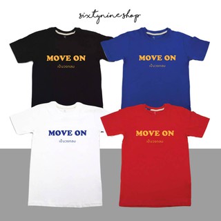 เสื้อยืด พร้อมส่ง แขนสั้นพิมพ์ลายตัวหนังสือ สไตล์มินิมอล "MOVE ON"