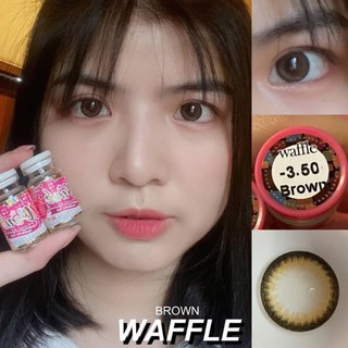 บิ๊กอาย/คอนแทคเลนส์รุ่น waffle สีน้ำตาลพร้อมส่ง