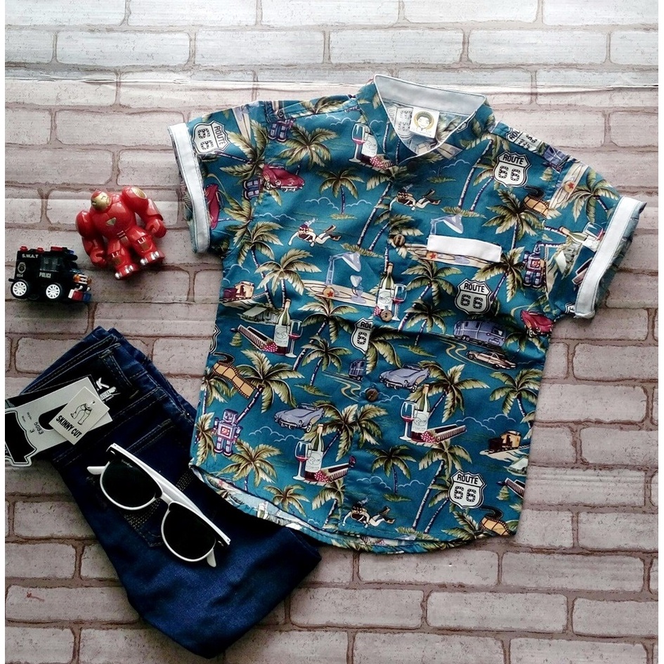 WHP เสื้อเชิ้ตเด็ก คอจีน แขนสั้น ลายปลาวาฬ สีชมพูอ่อน ใส่แล้วหล่อ สินค้าคุณภาพครับ By TJElleshop