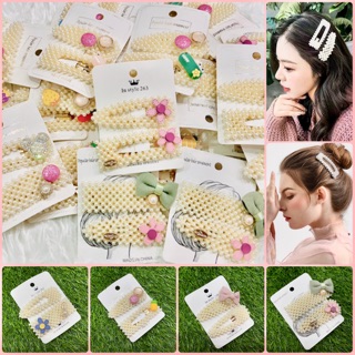 💢พร้องส่ง💢กิ๊บติดผมแฟชั่นแต่งมุกสไตล์เกาหลี/ญี่ปุ่น กิ๊บมุกหวานๆน่ารักมุ้งมิ้งมากจร้า Set คู่ 2 ชิ้น
