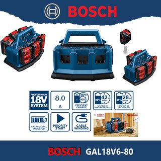 BOSCH 18V 6-Bay Lithium-Ion Fast Battery Charger แท่นชาร์จ แบตเตอรี 18V GAL 18V6-80