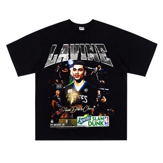 เสื้อยืดโอเวอร์ไซส์เสื้อยืดแขนสั้น ลาย Zach Lavine สไตล์วินเทจ อเมริกันS-3XL