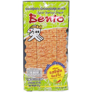 เบนโตะหมึกอบกรอบรสซีฟู้ดจัดจ้าน 20กรัม Squid Bento Crispy Seafood Flavor Spicy 20 g.