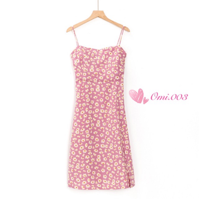 Pink Daisy Dress 💗เดรสยาวลายดอก เดรสลายดอก เดรสดอกเดซี่ กระโปรงเดซี่ กระโปรงยาว เดรสยาวคอวี ชุดเดรสยาว