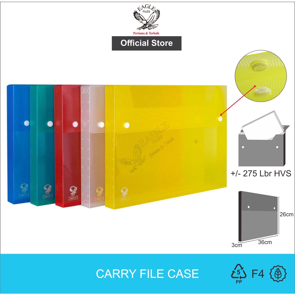กล่องแฟ้มพกพา แฟ้ม EAGLE ความหนาโปร่งใส 3 Cm F4 (Folio) / กระเป๋าเอกสาร / โฟลเดอร์เอกสาร 2 ปุ่ม E 30