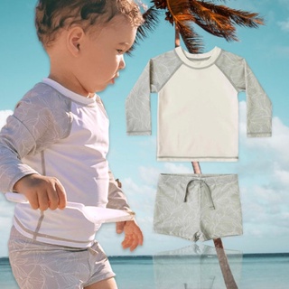 ชุดว่ายน้ำเด็ก Gray minimal swimsuit (2ชิ้น เสื้อ+กางเกง)