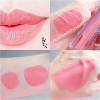 (ส่งฟรี ) Byeon perfect lip matte 214 Strawberry cupcake ชมพูพีชสตอว์เบอร์รี่ปนส้มเจ้าหญิงละมุนมากก