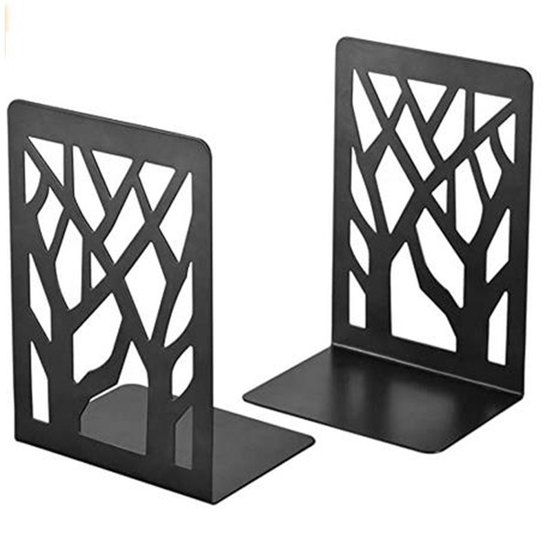 2 ชิ้น Pure Color Metal Book Holder Hollow Pattern Book Support สําหรับชั้นวางและโต๊ะ