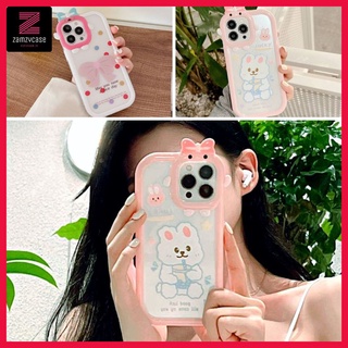 เคสซิลโคนTPU สกรีนลายโบว์กระต่าย-ลายโบว์ชมพู น่ารัก ใช้สำหรับ 7/8/XR/XS Max/11/12 Pro/13/13Pro Max #1030