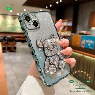 ใหม่ เคสโทรศัพท์มือถือ ประดับเพชรคริสตัล ไล่โทนสี ลายหมีนั่ง สําหรับ iPhone 14 13 12 11 ProMax