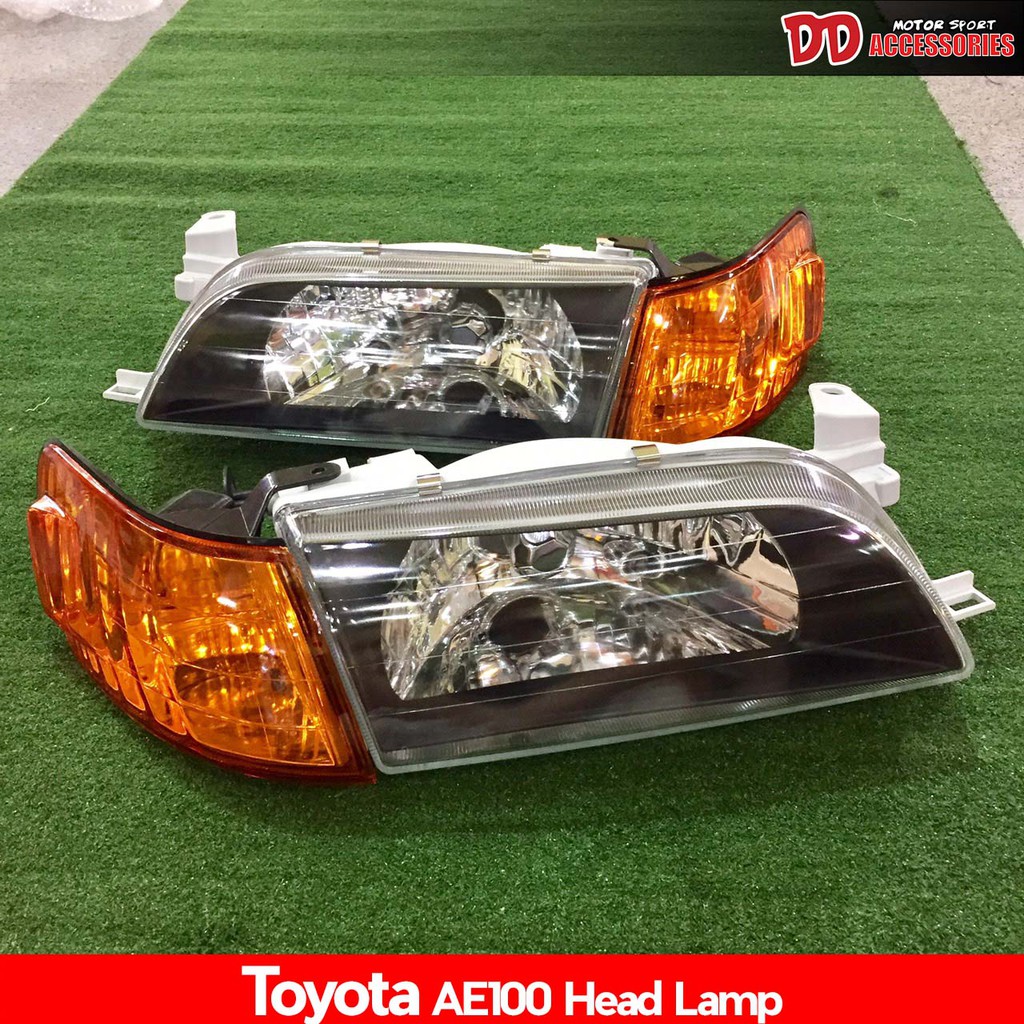 ไฟหน้า ae100 ae101 collora 1992-1995 โคมดำเพชร+ ไฟมุมสีส้ม รุ่นใหม่ <<ไฟหน้าเป็น โคมแก้ว>>
