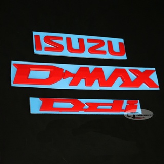 All New Isuzu D-MAX 2020 ชุด 3 ชิ้น ป้ายโลโก้ ตัวนูน ISUZU D-MAX Ddi ติดท้ายรถกระบะ สีแดง