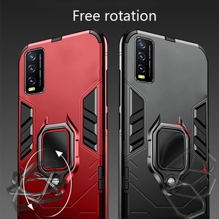 เคสโทรศัพท์ที่วางแหวนในรถยนต์แบบแม่เหล็ก For Y20 I Y20I Y 20 I Mobile phone shell magnetic car ring bracket military-grade anti-fall shock-proof hard shell cover