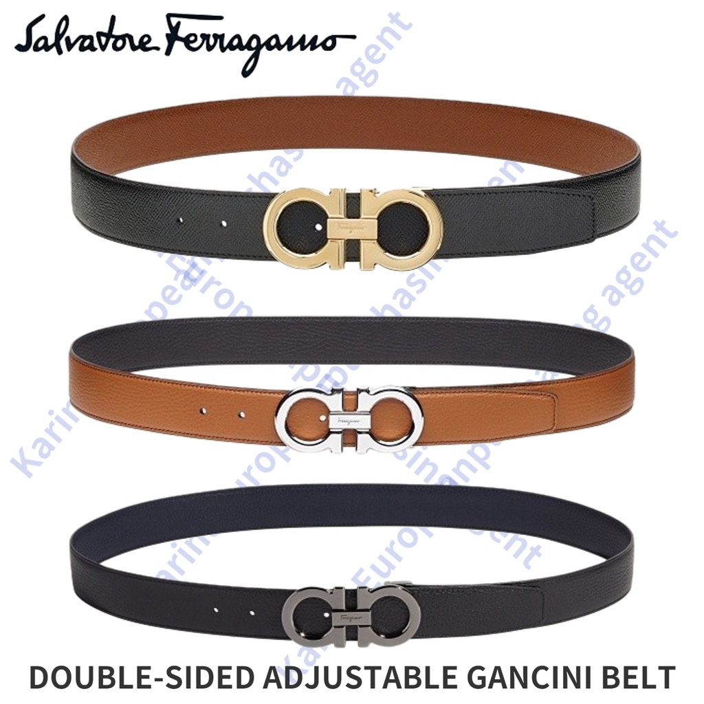 Salvatore Ferragamo 679710 743750 DOUBLE-SIDED ADJUSTABLE GANCINI BELT ...