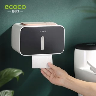 ECOCO กล่องใส่กระดาษทิชชู่ ที่ใส่ทิชชู่ ที่แขวนทิชชู่ 4 in 1 พร้อมที่วางของ พร้อมช่องวางมือถือ พร้อมลิ้นชัก ไม่ต้องเจาะ