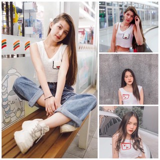 🌈เสื้อกล้ามไหมพรม,เสื้อครอปไหมพรม,เสื้อไหมพรมถัก [M001]