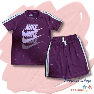 ชุดเซ็ต เสื้อกางเกง เด็กชาย สกรีนลาย nike ผ้ากีฬา 2 สี