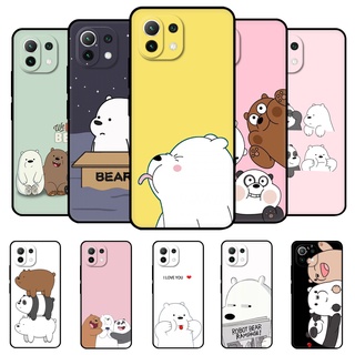 Bare Bear สําหรับ xiaomi Mi 11 Lite 4G 5G NE 11i 11 Ultra 11T Pro POCO F3 เคสโทรศัพท์ ฝาหลัง กระเป๋า ซิลิโคนนิ่ม สีดํา เคส Tpu