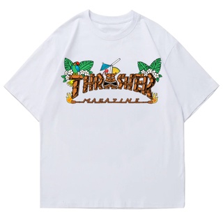 เสื้อยืดผ้าฝ้ายพิมพ์ลายแฟชั่น พร้อมสต็อกผลิตภัณฑ์ใหม่ Thrasher streetwear Tiki Totem ไอดอลเปลวไฟแบบแฟชั่นเสื้อยืดเสื้อยื