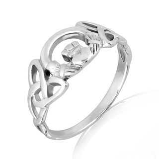 MachuSilver แหวนเงินแท้ 925 Sterling Silver แหวนคลัดดาห์ (Claddagh) พร้อมถุงกำมะหยี่