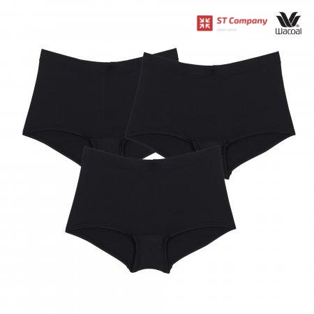 กางเกงใน วาโก้ รูปแบบขาสั้น (Boyleg) ดำ (Black) 3 ชิ้น รุ่น WU8457 Wacoal Boyleg Panty เนื้อผ้า Nylo
