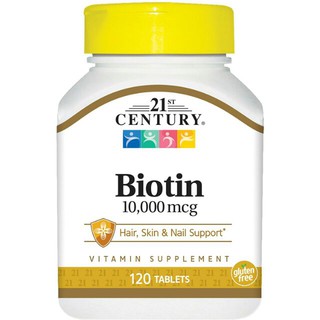 ผลิตภัณฑ์อาหารเสริม 21thCentury Biotin 10,000 mcg /120 Tablets Hair,Skin&amp;Nail Support สินค้านำเข้า ขายดีอันดับ 1