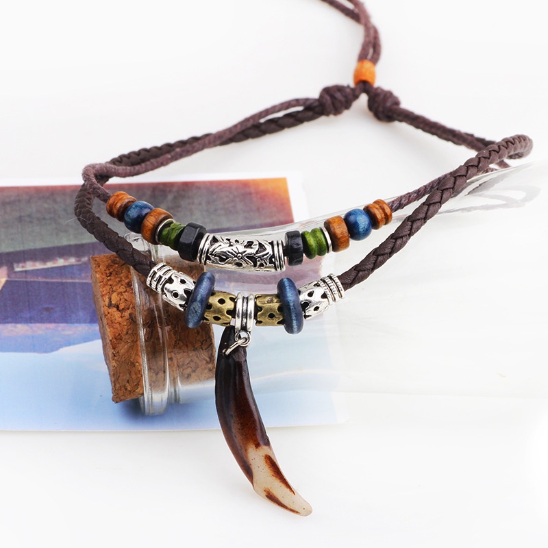 Leather Tribal Necklace for Women and Men Vintage Bohemian Style #3