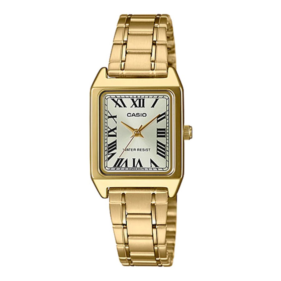 Casio Standard นาฬิกาข้อมือผู้หญิง สายสเตนเลส รุ่น LTP-V007,LTP-V007G,LTP-V007G-9B,LTP-V007G-9BUDF - สีทอง