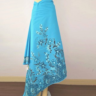 KunsA ผ้าบาติก (ผ้าปาเต๊ะ) BATIK ผ้าพันอินโด ผ้าบาติกอินโดนีเซีย MRR236-LightBlue