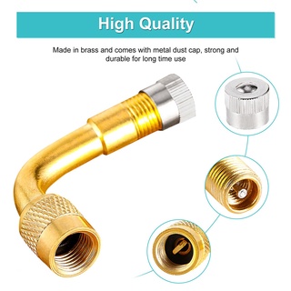 Air Tyre Valve Extension 90 Degree Brass Adaptor Auto Car Tire Stem Extender