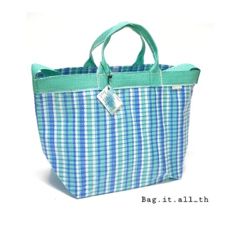 (7.7 ใส่โค้ด 4UV6URR) Bag.it.all_th กระสอบพลาสติกสานเนื้อหนา HappyAll Picnic ฟ้าเขียว, Tartan Red