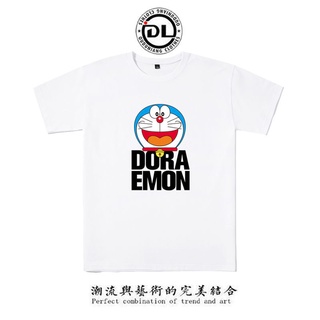 แขนสั้นcrew neck∋◈Doraemon Doraemon Doraemon cat แขนสั้นเสื้อยืดคอกลมผ้าฝ้ายครึ่งแขนแบรนด์ชายและหญิงนักเรียนความเห็นอกเห