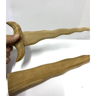 กริชไม้สักแท้พร้อมฝัก ฝีมือ ซ้อมละคร ของแต่ง งานอดิเรก DIY Real teak Kris dagger with sheath จำนวน1ชุด