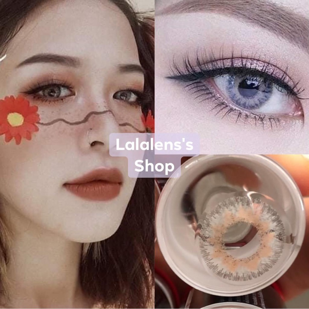 **ส่งของทุกวัน** คอนแทคเลนส์มินิเท่าตา บิ๊กอายส์ฝาแดง lamune gray
