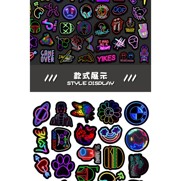 💥พร้อมส่ง💥ไม่เรืองแสง! สติ๊กเกอร์ แสงนีออน 50ชิ้น สําหรับตกแต่ง ปท็อป neon lights ไฟนีออน INS - รูปที่ 4